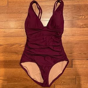 J Crew Ruched V-neck one piece 2